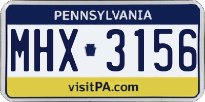 PA license plate MHX3156