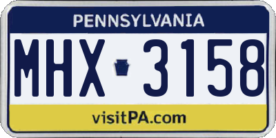 PA license plate MHX3158