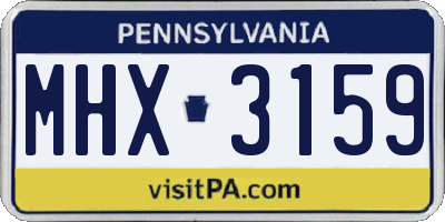 PA license plate MHX3159