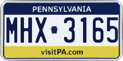 PA license plate MHX3165