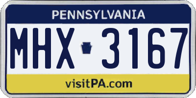 PA license plate MHX3167