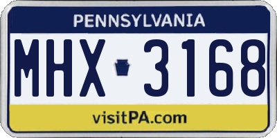 PA license plate MHX3168