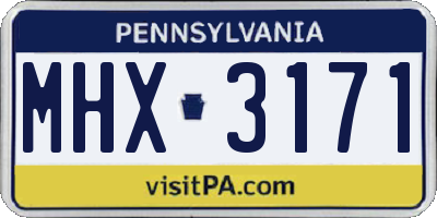 PA license plate MHX3171
