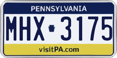 PA license plate MHX3175