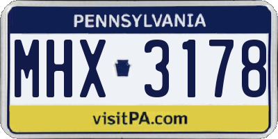PA license plate MHX3178