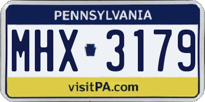 PA license plate MHX3179
