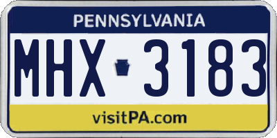 PA license plate MHX3183