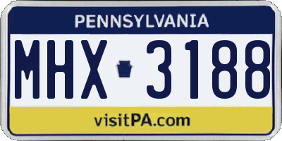 PA license plate MHX3188