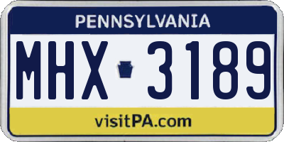 PA license plate MHX3189