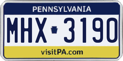 PA license plate MHX3190