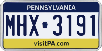 PA license plate MHX3191