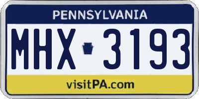 PA license plate MHX3193