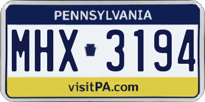 PA license plate MHX3194