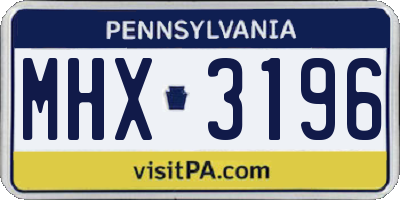 PA license plate MHX3196
