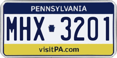 PA license plate MHX3201