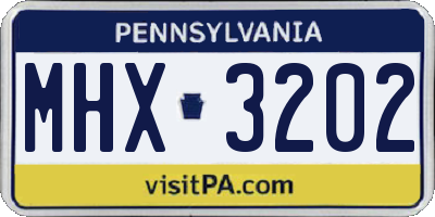PA license plate MHX3202