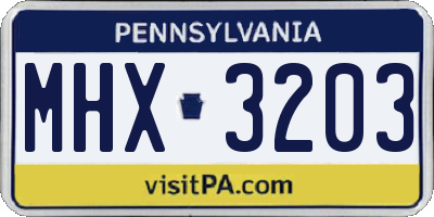 PA license plate MHX3203