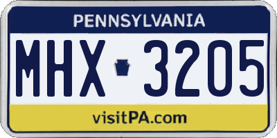 PA license plate MHX3205
