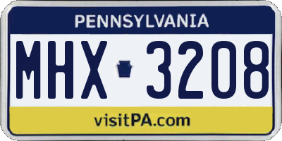 PA license plate MHX3208