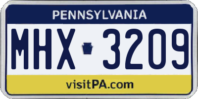 PA license plate MHX3209