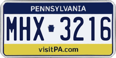 PA license plate MHX3216