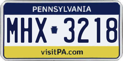 PA license plate MHX3218