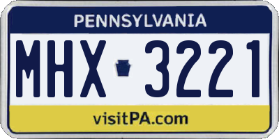 PA license plate MHX3221