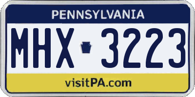 PA license plate MHX3223