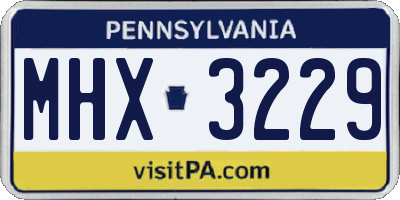 PA license plate MHX3229