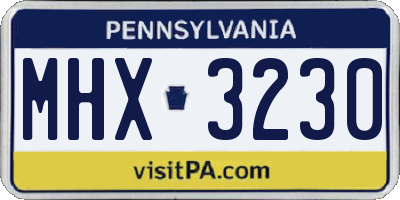 PA license plate MHX3230