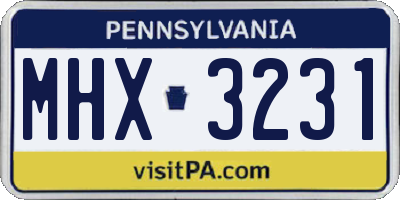 PA license plate MHX3231