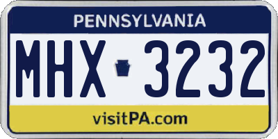 PA license plate MHX3232