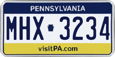 PA license plate MHX3234