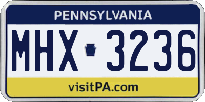 PA license plate MHX3236