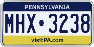PA license plate MHX3238