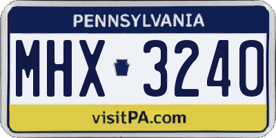 PA license plate MHX3240