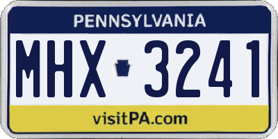 PA license plate MHX3241