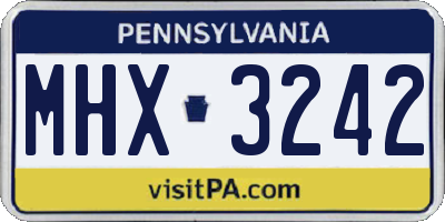 PA license plate MHX3242