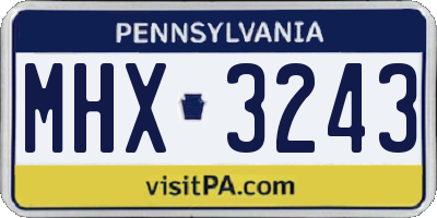PA license plate MHX3243