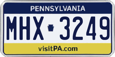 PA license plate MHX3249