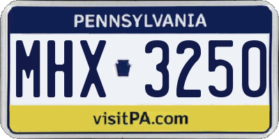 PA license plate MHX3250