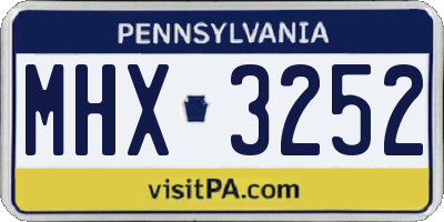 PA license plate MHX3252