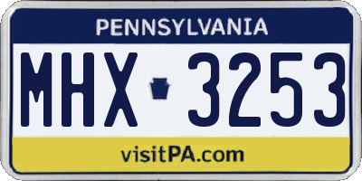 PA license plate MHX3253