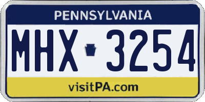 PA license plate MHX3254