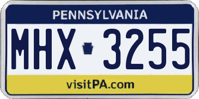 PA license plate MHX3255