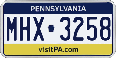 PA license plate MHX3258