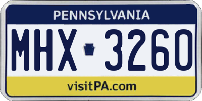 PA license plate MHX3260
