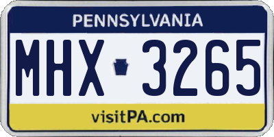 PA license plate MHX3265