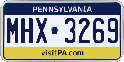 PA license plate MHX3269