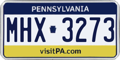 PA license plate MHX3273
